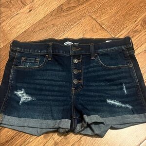 Old Navy Women's Distressed Dark Blue Jean Shorts